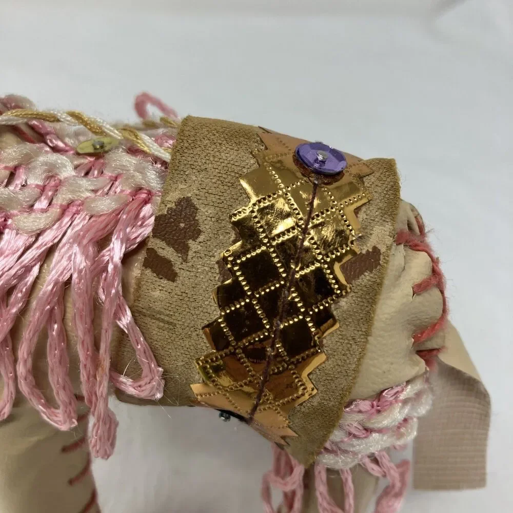 Arabian Folk Art Hand Sewn Stuffed Leather CAMEL Vintage 1960s 70s 6”